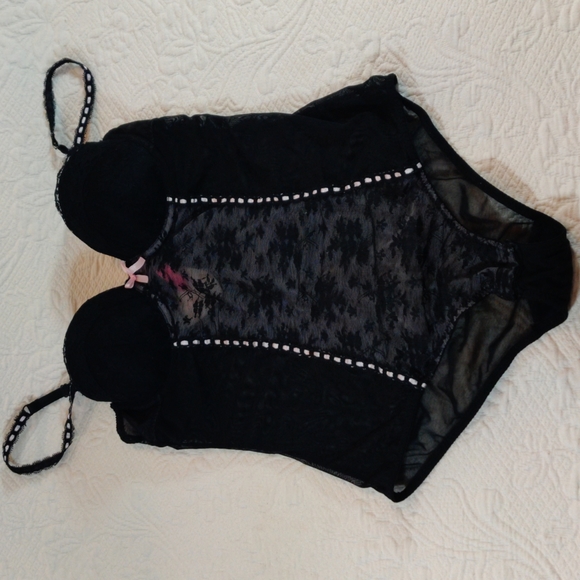 Pucker Up Bodysuit Lace & Ribbon Corset - Picture 1 of 14